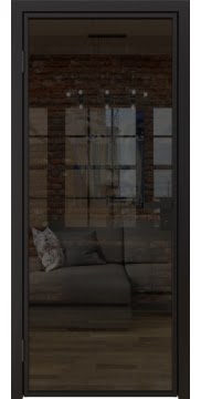 Алюминиевая межкомнатная дверь 1AG («черный матовый» / стекло тонированное) — 4759