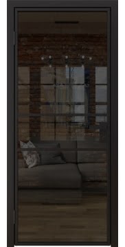 Алюминиевая межкомнатная дверь 2AG («черный матовый» / стекло тонированное) — 4723