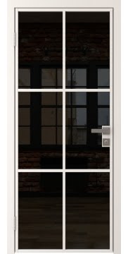 Алюминиевая межкомнатная дверь 3AG («белый матовый» / триплекс черный) — 4690