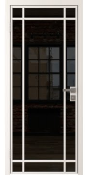 Алюминиевая межкомнатная дверь 5AG («белый матовый» / триплекс черный) — 4654