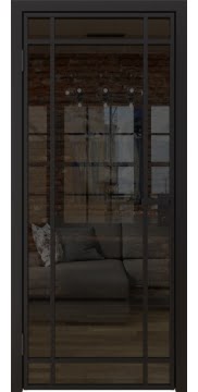 Алюминиевая межкомнатная дверь 5AG («черный матовый» / стекло тонированное) — 4651