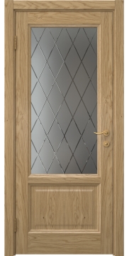 Межкомнатная дверь FK014 (натуральный шпон дуба / стекло с гравировкой) — 5128