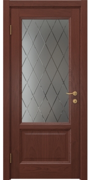 Межкомнатная дверь FK014 (шпон красное дерево / стекло с гравировкой) — 5131