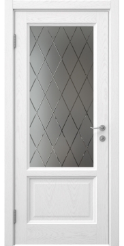 Межкомнатная дверь FK014 (шпон ясень белый / стекло с гравировкой) — 5132