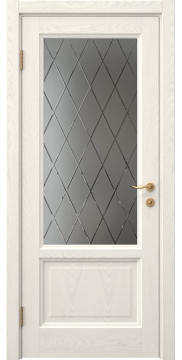Межкомнатная дверь FK014 (шпон ясень слоновая кость / стекло с гравировкой) — 5133