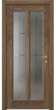 Межкомнатная дверь FK015 (шпон американский орех / стекло решетка) — 5167