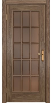 Межкомнатная дверь SK005 (шпон американский орех / стекло бронзовое рамка) — 5817