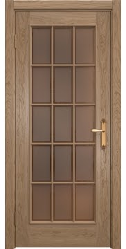 Межкомнатная дверь SK005 (шпон дуб светлый / стекло бронзовое рамка) — 5710