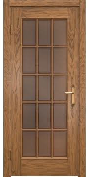 Межкомнатная дверь SK005 (шпон дуб античный с патиной / стекло бронзовое рамка) — 5678