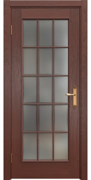 Межкомнатная дверь SK005 (шпон красное дерево / стекло рамка) — 5045