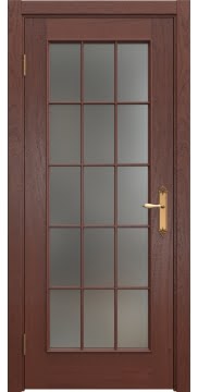 Межкомнатная дверь SK005 (шпон красное дерево / матовое стекло) — 5685