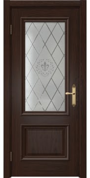 Межкомнатная дверь SK006 (шпон дуб коньяк / стекло с гравировкой) — 5054