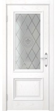 Межкомнатная дверь SK006 (шпон ясень белый / стекло с гравировкой) — 5066