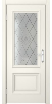 Межкомнатная дверь SK006 (эмаль слоновая кость / стекло с гравировкой) — 5063