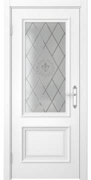 Межкомнатная дверь SK006 (белая эмаль / стекло с гравировкой) — 5060