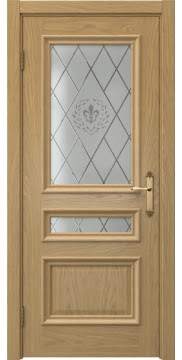 Межкомнатная дверь SK007 (натуральный шпон дуба / стекло с гравировкой) — 5072