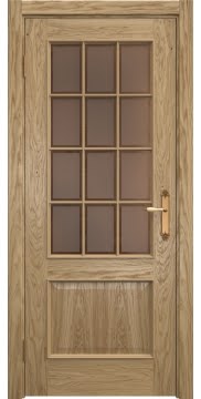Межкомнатная дверь SK011 (натуральный шпон дуба / стекло бронзовое рамка) — 5629