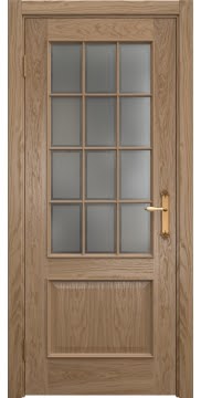 Межкомнатная дверь SK011 (шпон дуб светлый / стекло рамка) — 5670
