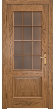 Межкомнатная дверь SK011 (шпон дуб античный с патиной / стекло бронзовое) — 5623
