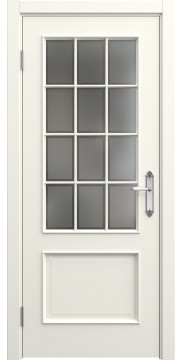 Межкомнатная дверь SK011 (эмаль слоновая кость / стекло рамка) — 5650