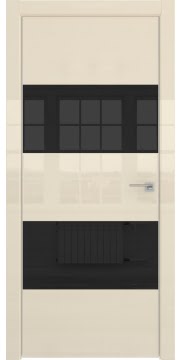 Межкомнатная дверь ZM036 (ваниль глянцевая, лакобель черный) — 3046